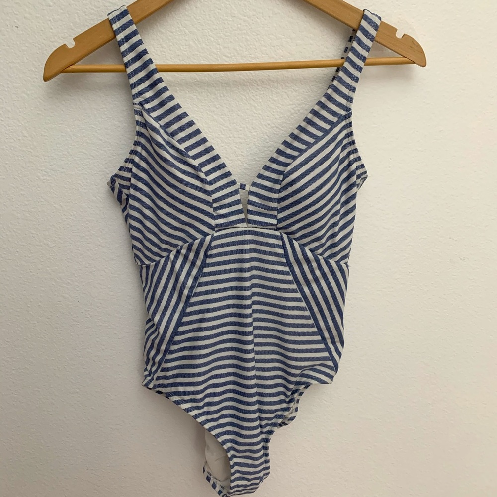 Blue/white striped swimsuit - Time and Tru, size S